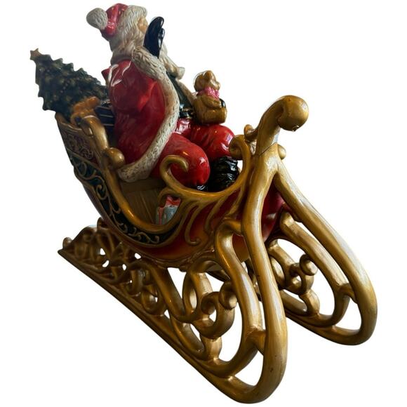 Vintage Santa and Toys in Sled Porcelain Figurine Home Interiors Christmas - Picture 6 of 7